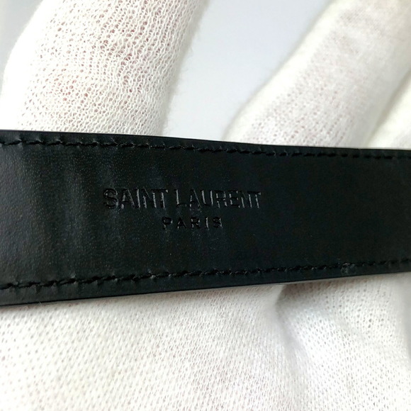 YVES SAINT LAURENT Leather Bracelet Rhinestone Ribbon Motif Women's Accessories - Picture 7 of 8